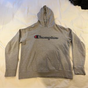 Champion Grey Logo Hoodie - L